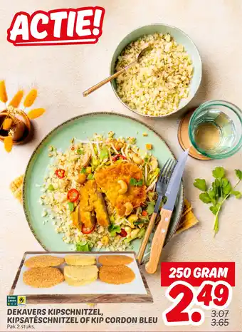 Dekamarkt Dekavers kipschnitzel kipsatéschnitzel of kip cordon bleu aanbieding
