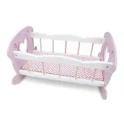 Intertoys Houten poppenwieg met hartmotief - paars/wit aanbieding