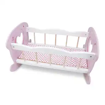 Intertoys Houten poppenwieg met hartmotief - paars/wit aanbieding