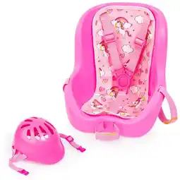 Intertoys Fietsstoeltje met helm - roze aanbieding