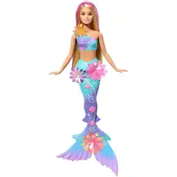 Intertoys Barbie Flower Magic Mermaid pop - blauw aanbieding