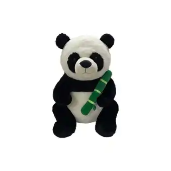 Intertoys Pluchen knuffel panda met bamboe - 50 cm aanbieding