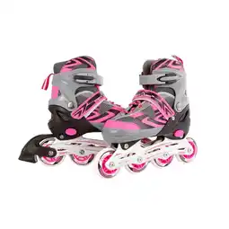 Intertoys Inline skates - maat 33-36 - roze/grijs aanbieding