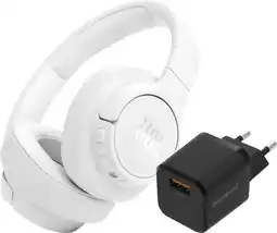 Coolblue JBL Tune 770NC Wit + BlueBuilt Quick Charge Oplader met Usb A Poort 18W Zwart aanbieding