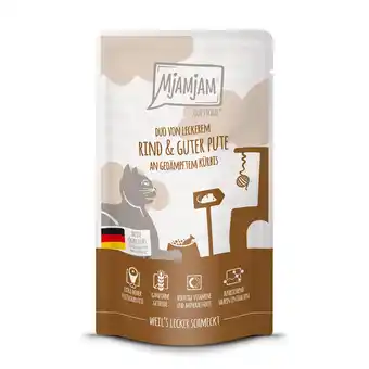 Zooplus 24x125g MjAMjAM Quetschie Rund & Kalkoen nat kattenvoer aanbieding