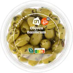 Albert Heijn AH Groene olijven met basilicum aanbieding