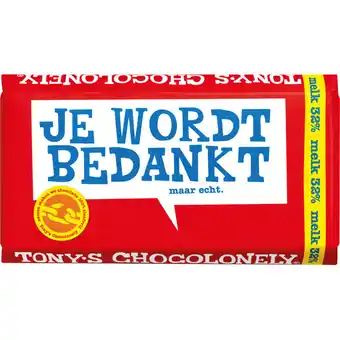 Albert Heijn Tony's Chocolonely Reep je wordt bedankt melk aanbieding