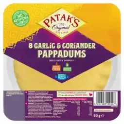Albert Heijn Patak's Pappadums garlic coriander kant en klaar aanbieding