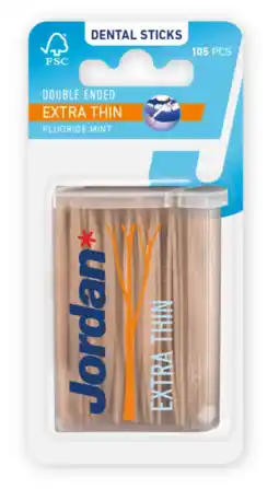 Albert Heijn Jordan Dental sticks fluoride mint extra thin aanbieding