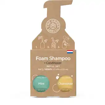 Albert Heijn The Green Lab Co. Navulset shampoo mint & kamille aanbieding