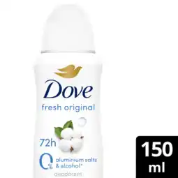 Albert Heijn Dove Original 0% deodorant spray aanbieding