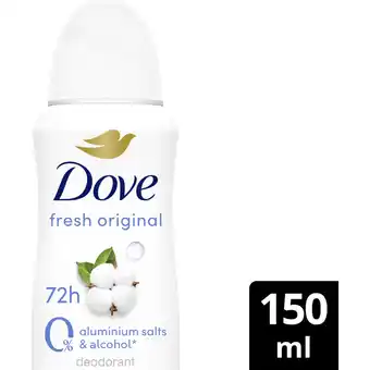 Albert Heijn Dove Original 0% deodorant spray aanbieding