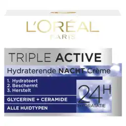 Albert Heijn L'Oréal Triple active nachtcrème alle huidtypen aanbieding