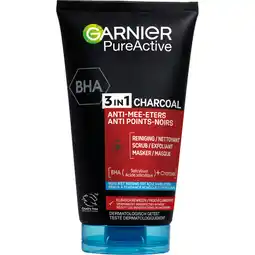 Albert Heijn Garnier 3-in-1 charcoal reiniger, scrub & mask aanbieding