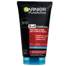 Albert Heijn Garnier 3-in-1 charcoal reiniger, scrub & mask aanbieding