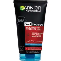 Albert Heijn Garnier 3-in-1 charcoal reiniger, scrub & mask aanbieding