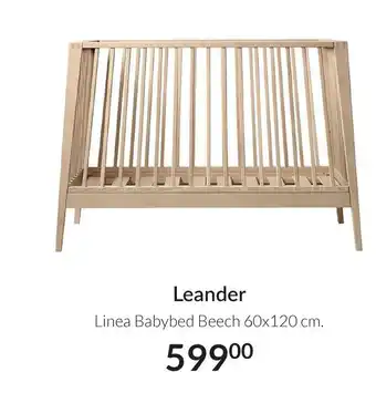 Babypark Leander Linea Babybed Beech 60x120 cm. aanbieding