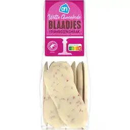 Albert Heijn AH Chocolade blaadjes wit framboos aanbieding
