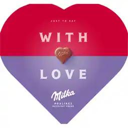 Albert Heijn Milka With love pralines hazelnut créme aanbieding