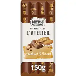 Albert Heijn L'Atelier Melkchocoladereep hazelnoot & biscuit aanbieding