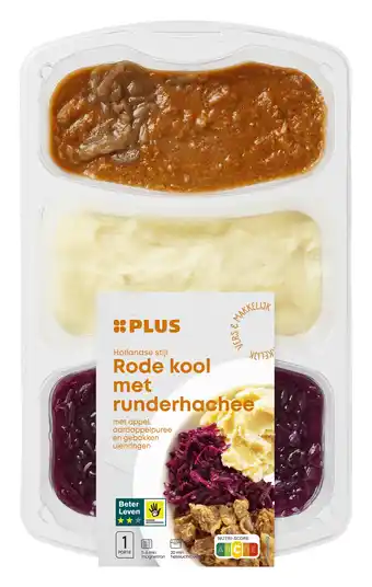 PLUS PLUS Rode kool met hachee en aardappelpuree aanbieding