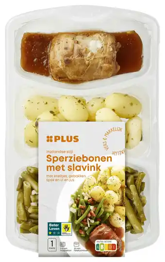 PLUS PLUS Sperziebonen slavink jus kriel aanbieding