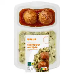 PLUS PLUS Andijvie stamppot gehaktb jus aanbieding