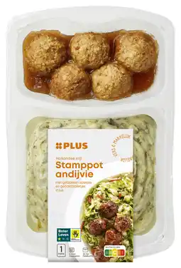 PLUS PLUS Andijvie stamppot gehaktb jus aanbieding