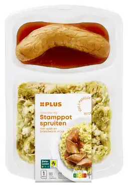 PLUS PLUS Spruiten stamppot spek braadworst jus aanbieding