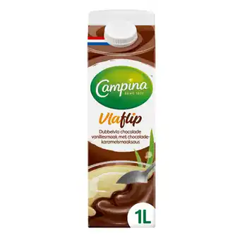 PLUS Campina Vlaflip dubbel vanille-choco-karamel aanbieding