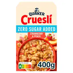 PLUS Quaker Cruesli Zero Sugar Added Strawberry aanbieding