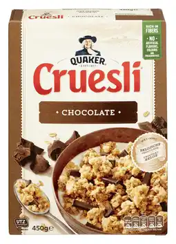 PLUS Quaker Cruesli chocolade aanbieding