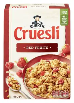 PLUS Quaker Cruesli rood fruit aanbieding