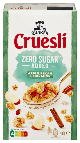 PLUS Quaker Cruesli Zero Sugar Added Apple & Pecan aanbieding