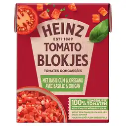 PLUS Heinz Tomatenblokjes met basilicum & oregano aanbieding