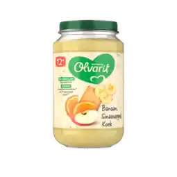 PLUS Olvarit 12+mnd Banaan Sinaasappel Koek aanbieding