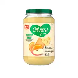 PLUS Olvarit 12+mnd Banaan Sinaasappel Koek aanbieding