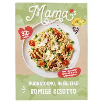 PLUS Mama's Maaltijden Risotto bospadestoel, doperwt kipfilet aanbieding