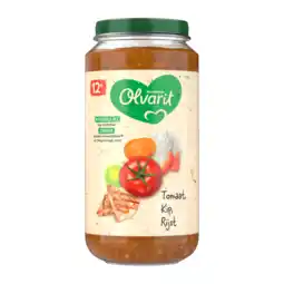 PLUS Olvarit 12+mnd Tomaat Kip Rijst aanbieding