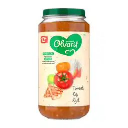 PLUS Olvarit 12+mnd Tomaat Kip Rijst aanbieding