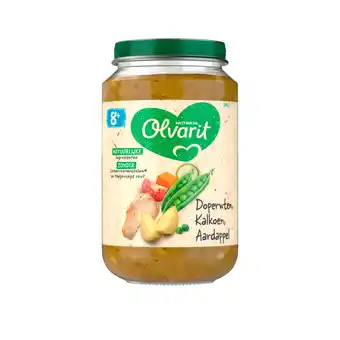 PLUS Olvarit 8+mnd Doperwten Kalkoen Aardappel aanbieding