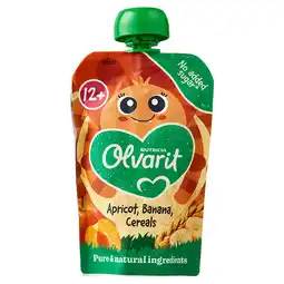 PLUS Olvarit 12+ Knijpfruit Abrikoos Banaan Granen aanbieding
