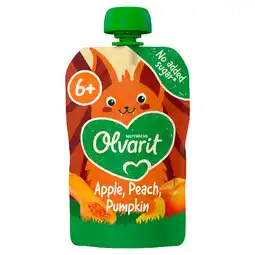 PLUS Olvarit 6+mnd Knijpfruit Appel Perzik Pompoen aanbieding