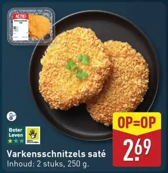 ALDI Varkensschnitzels saté aanbieding