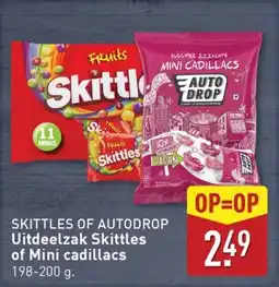 ALDI Skittles of Autodrop Uitdeelzak Skittles of Mini cadillacs aanbieding