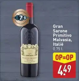 ALDI Gran Sarone Primitivo Malvasia, Italië aanbieding