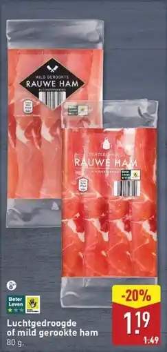 ALDI Luchtgedroogde of mild gerookte ham aanbieding