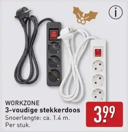 ALDI Workzone 3-voudige stekkerdoos aanbieding