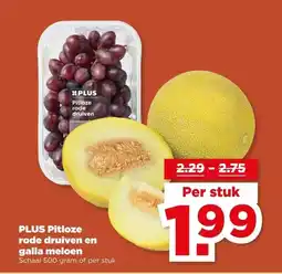 PLUS PLUS Pitloze rode druiven en galia meloen aanbieding