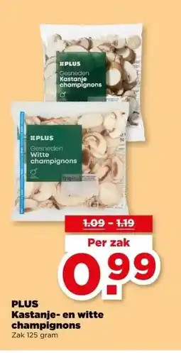 PLUS PLUS Kastanje- en witte champignons aanbieding